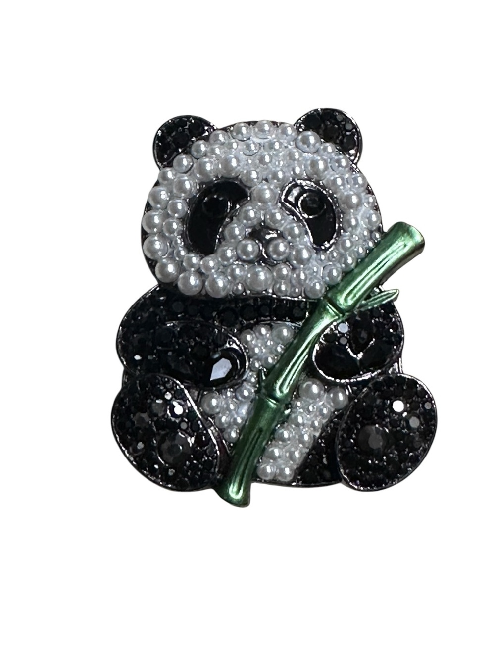 Panda Bear Pearl and Rhinestone Embellished Brooch Pin